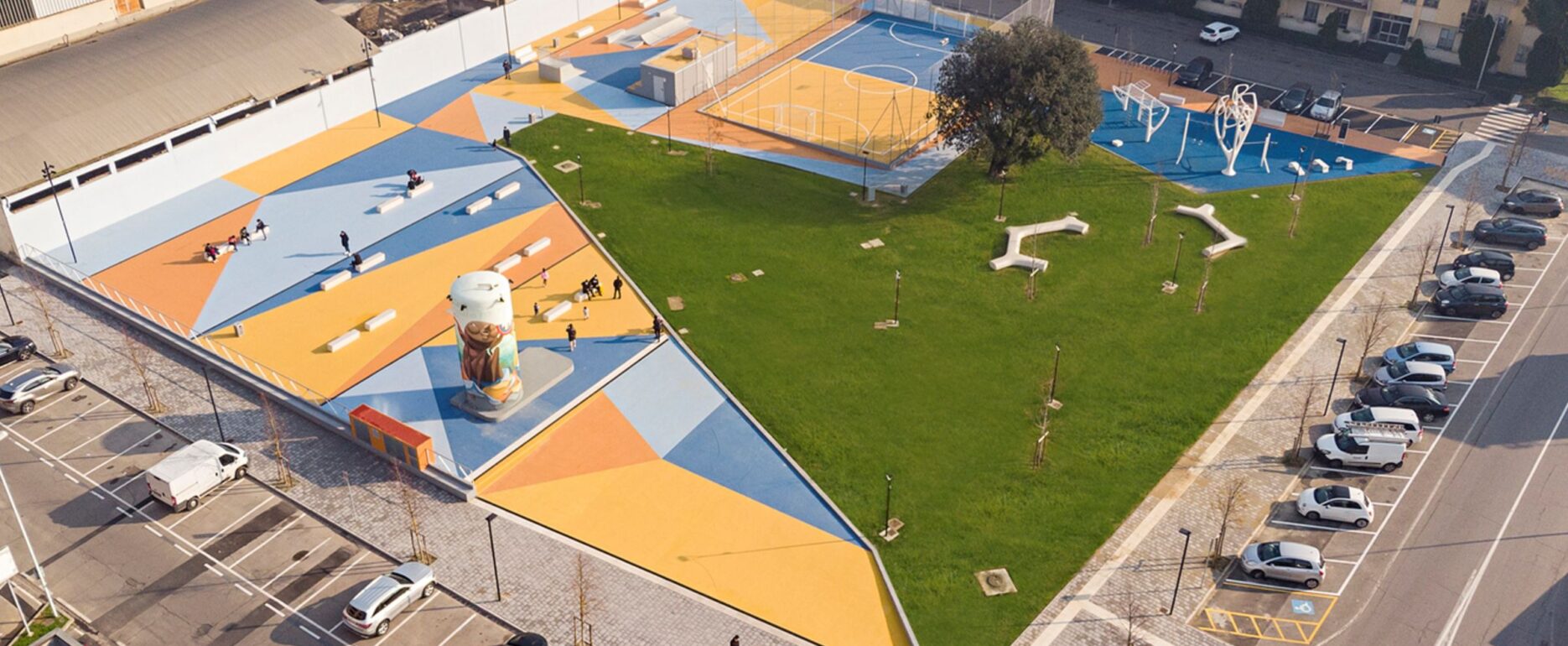 Parque urbano colorido aéreo, Anastasio, Disset Urban.